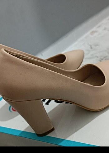 Bej Kadın Blok Topuklu Stiletto - Görsel 3