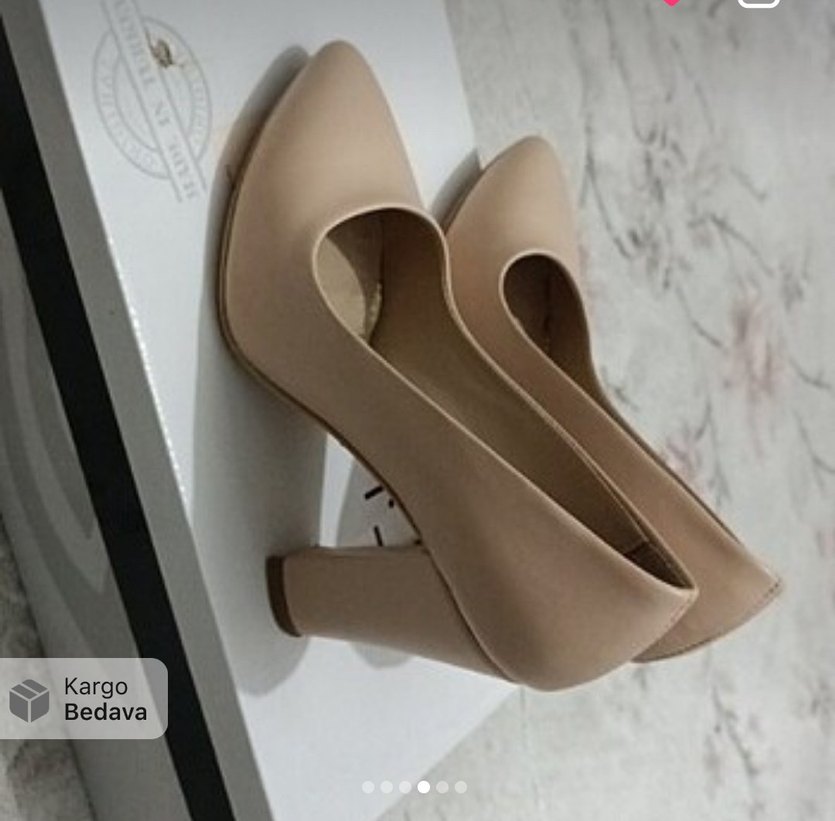 Bej Kadın Blok Topuklu Stiletto - Görsel 5