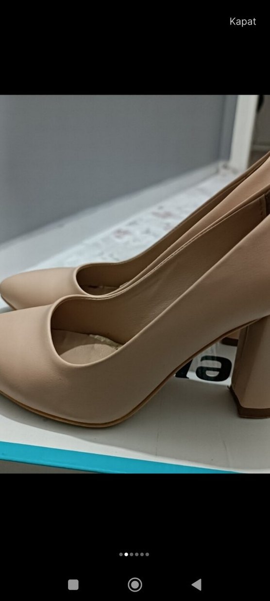 Bej Kadın Blok Topuklu Stiletto - Görsel 2