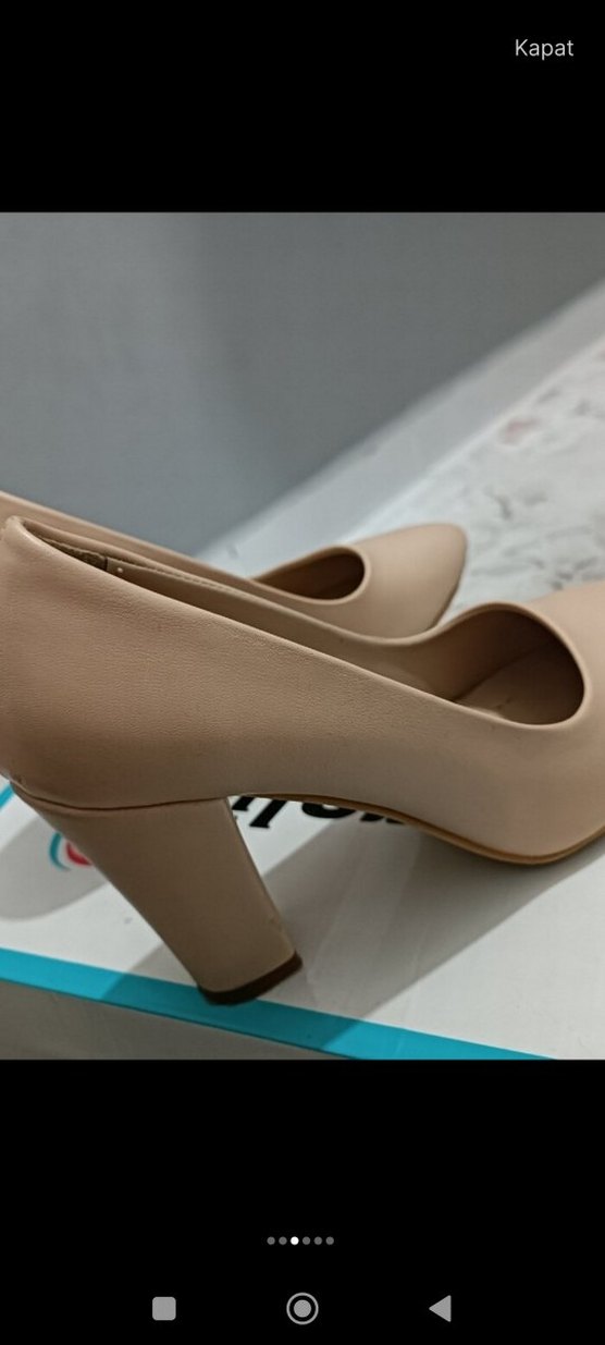 Bej Kadın Blok Topuklu Stiletto - Görsel 3