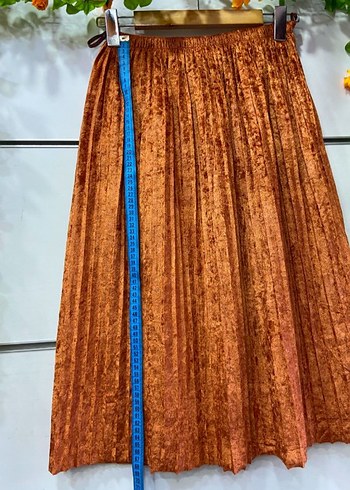 Piliseli Çok Renkli kısa kadife Etek - Görsel 3