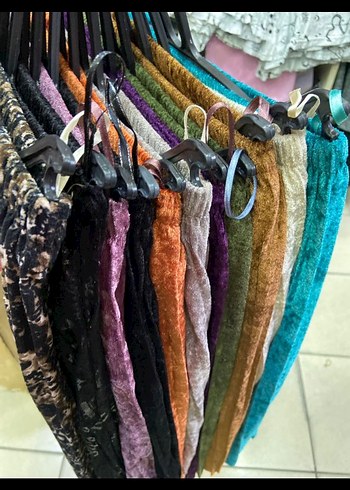 Piliseli Çok Renkli kısa kadife Etek - Görsel 2