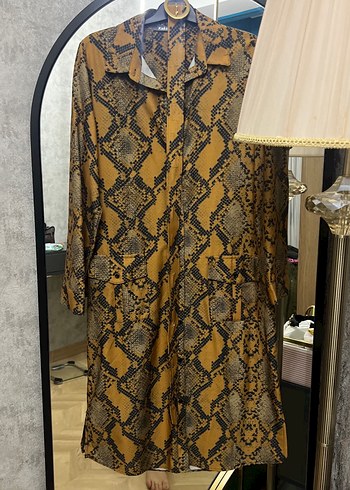 Kadın Yılan Desenli Uzun Salaş Elbise - Görsel 2