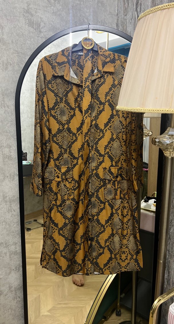 Kadın Yılan Desenli Uzun Salaş Elbise - Görsel 2