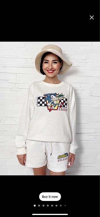 Sonic Nakış İşlemeli Sweatshirt Şort takım