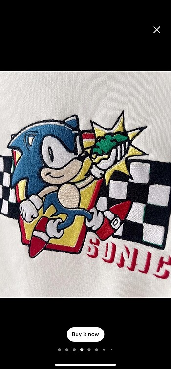 s Beden beyaz Renk Sonic Nakış İşlemeli Sweatshirt Şort takım