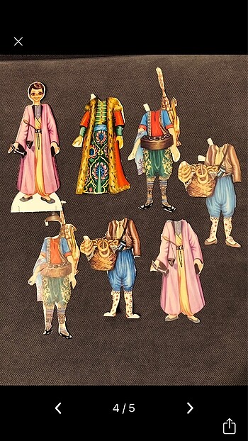 Beden Renk Vintage Kağıt Bebek (2 Bebek 10 Elbise)