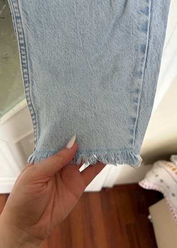 Kadın Mavi Bol Kesim Midi Denim Jean - Görsel 5