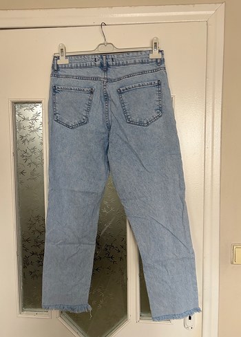 Kadın Mavi Bol Kesim Midi Denim Jean - Görsel 2