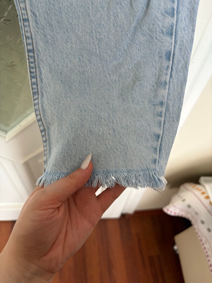 Kadın Mavi Bol Kesim Midi Denim Jean - Görsel 5