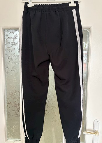 Kadın Siyah Çizgili Beli Bağcıklı Eşofman - Görsel 6