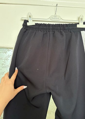 Kadın Siyah Çizgili Beli Bağcıklı Eşofman - Görsel 7