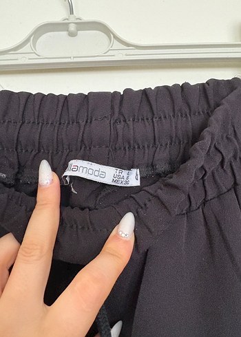 Kadın Siyah Çizgili Beli Bağcıklı Eşofman - Görsel 5