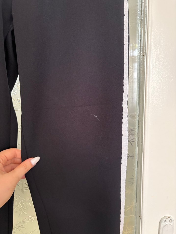 Kadın Siyah Çizgili Beli Bağcıklı Eşofman - Görsel 4