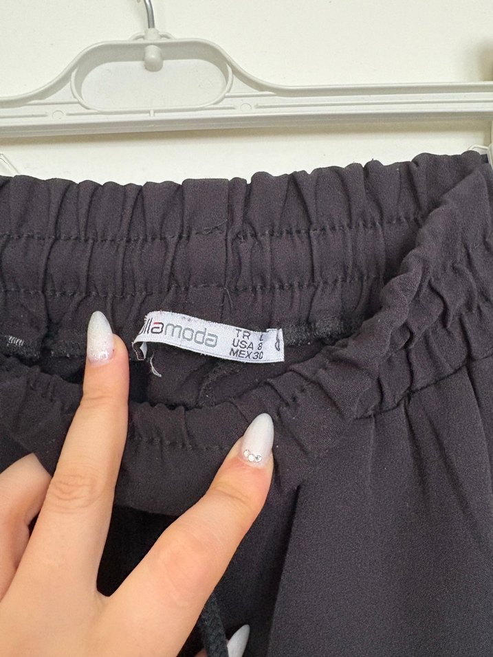 Kadın Siyah Çizgili Beli Bağcıklı Eşofman - Görsel 5