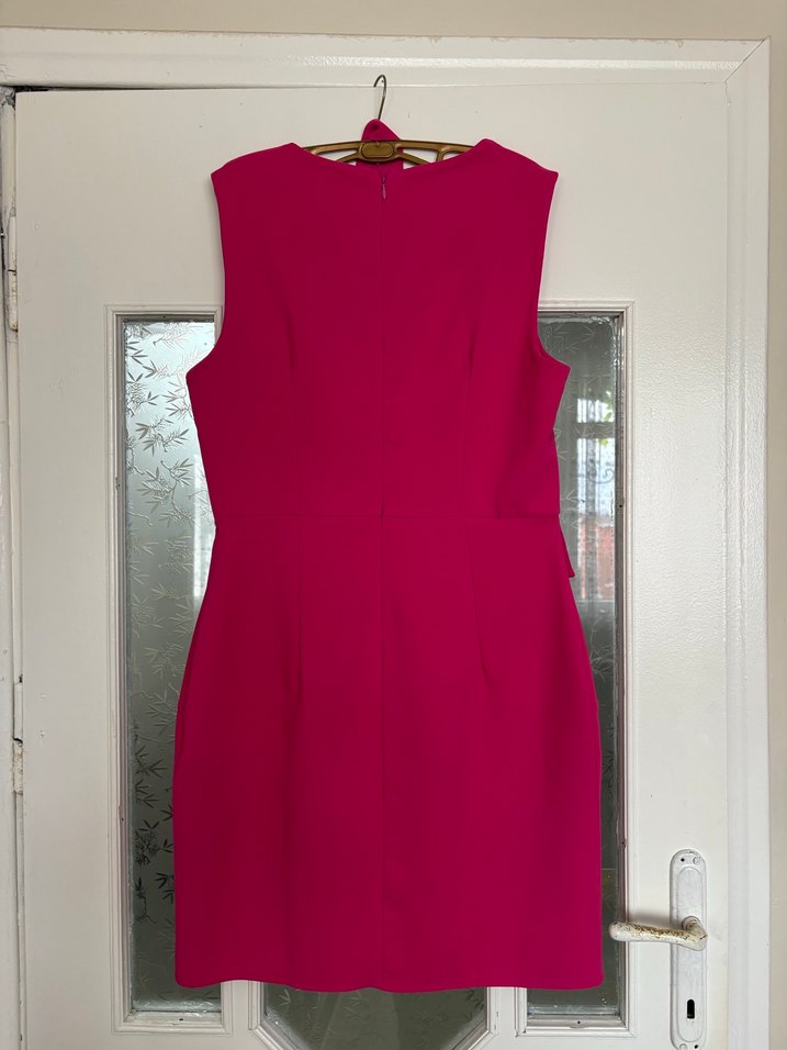 Pembe Kemerli Midi Kalem Elbise - Görsel 3