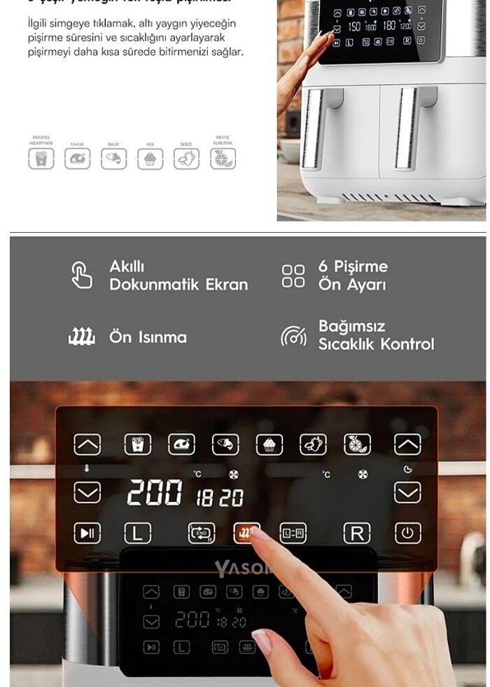 Çift hazneli  yasomi airfryer - Görsel 3