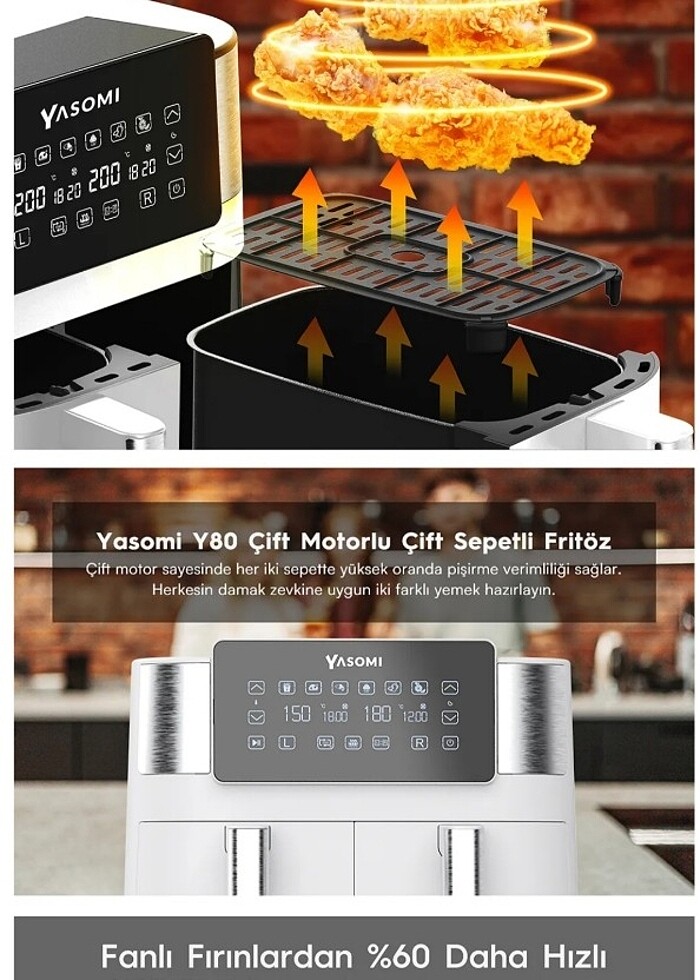 Çift hazneli  yasomi airfryer - Görsel 4