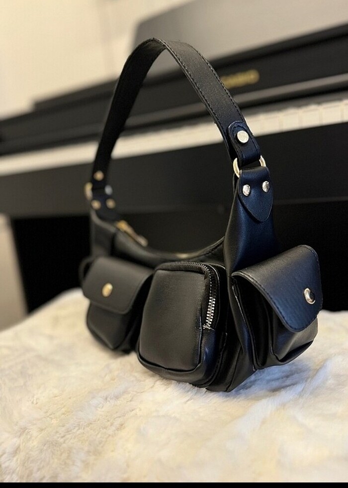 Sıfır siyah baget çanta  - Görsel 3