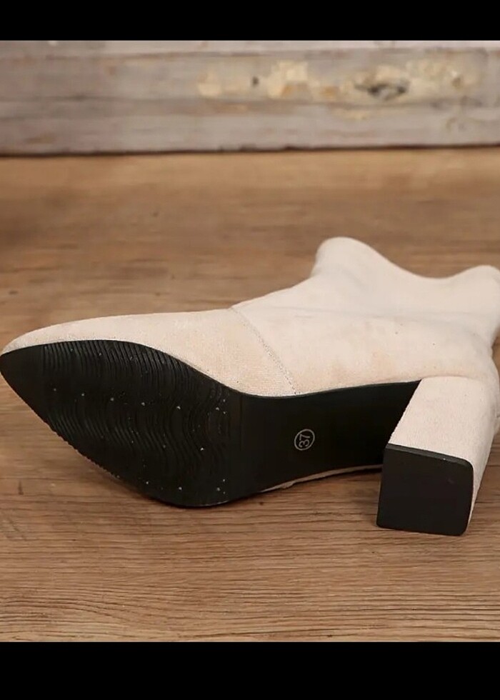 Bej süet çorap bot  - Görsel 3