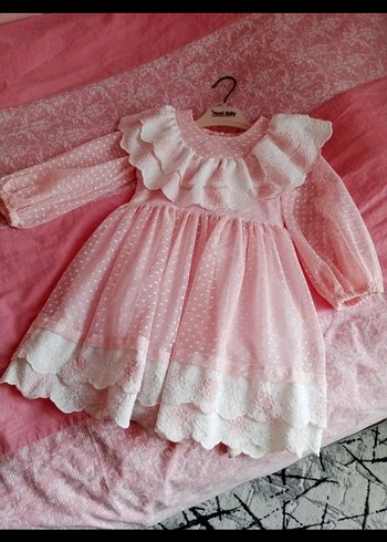 Pembe Fırfırlı Bohem Kız Elbisesi