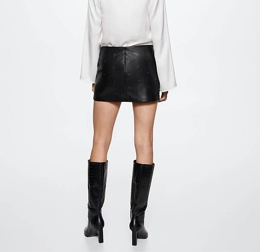 Mango Yılan Derisi Görünümlü Mini Etek - Görsel 5