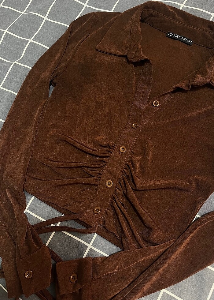 Dilvin Bağcıklı Mini Gömlek - Görsel 4