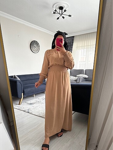 38 Beden camel Renk Elbise
