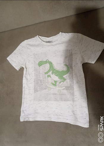 Erkek Çocuk Beyaz Baskılı Tişört