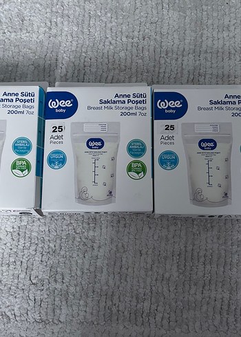  Beden Renk Wee Baby Anne Sütü Saklama Poşeti 25'li 200ml