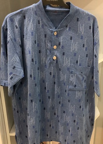 Mavi Düğmeli Kısa Kollu L XL Bedene - Görsel 3