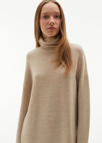 #MUDO COLLECTION M K BEDENE  taş rengi Midi polar Elbise - Görsel 3