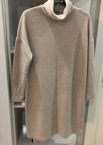 #MUDO COLLECTION M K BEDENE  taş rengi Midi polar Elbise - Görsel 4