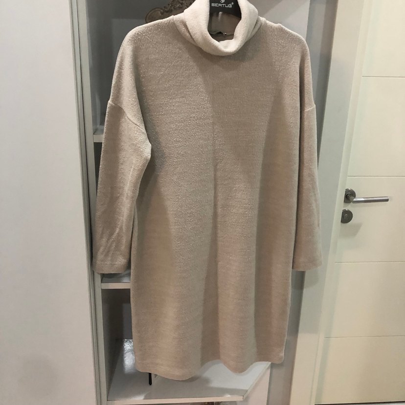 #MUDO COLLECTION M K BEDENE  taş rengi Midi polar Elbise - Görsel 5