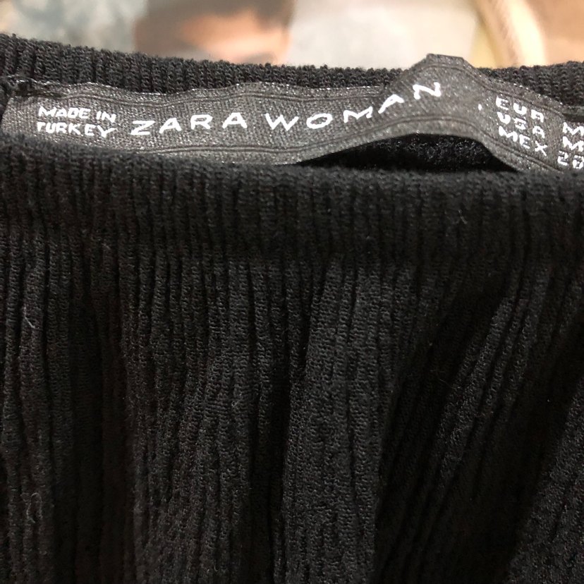 #ZARA M L BEDENE Siyah bohem elbise, tekne yaka, püsküllü - Görsel 3