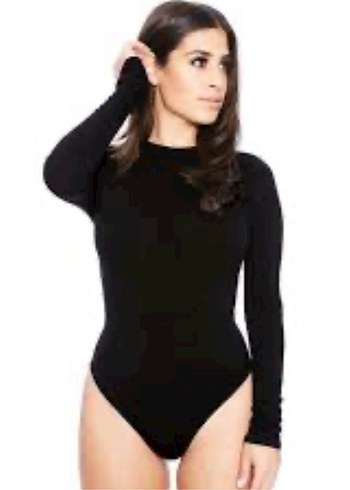 #TRENDYOL Siyah Yüksek Yakalı Uzun Kollu Kadın Body