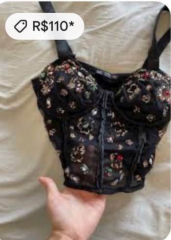 #ZARA İşlemeli Siyah Mini Bustiyer