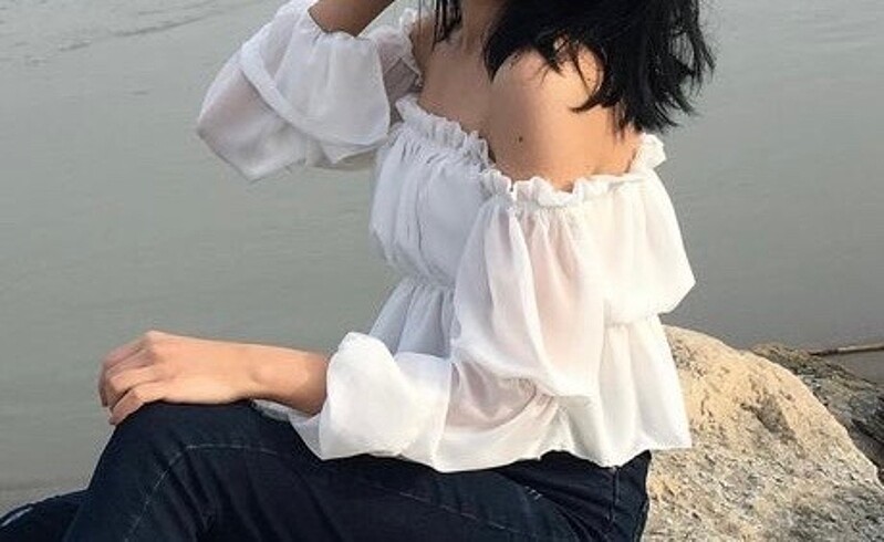 Zara Beyaz tül bluz
