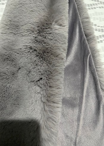 Gri Uzun Kadın Suni Kürk Atkı - Görsel 2