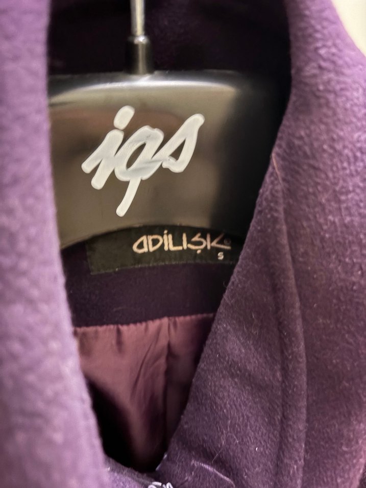 Düğmeli Mor Kaban - Görsel 4