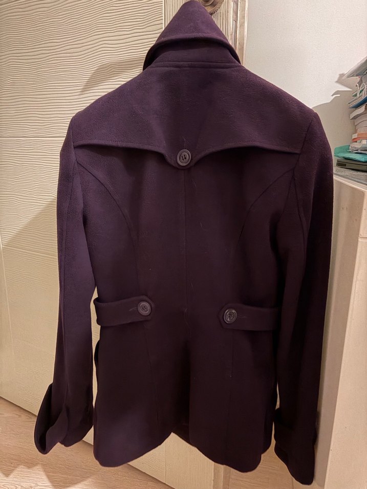 Düğmeli Mor Kaban - Görsel 3