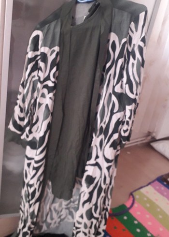Gri Uzun Bağlamalı Salaş Kadın Kimono