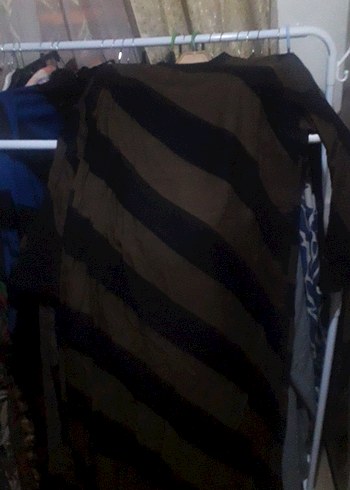 Uzun Zebra Desenli Kahverengi elbise
