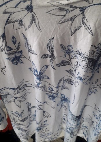 52 Beden beyaz Renk Desenli Uzun Kollu Pijama Takımı