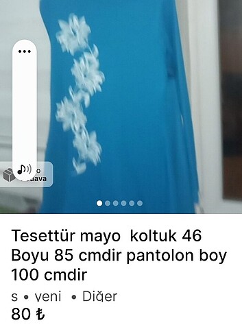 Diğer Tesettür mayo koltuk 46 Boyu 85 cmdir pantolon boy 100 cmdir