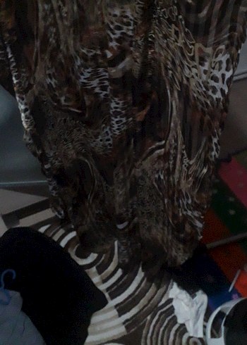 Kahverengi Yılan Desenli Uzun Bohem Elbise - Görsel 5