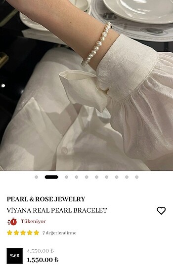 Beden beyaz Renk Viyana Real Pearl Bracelet