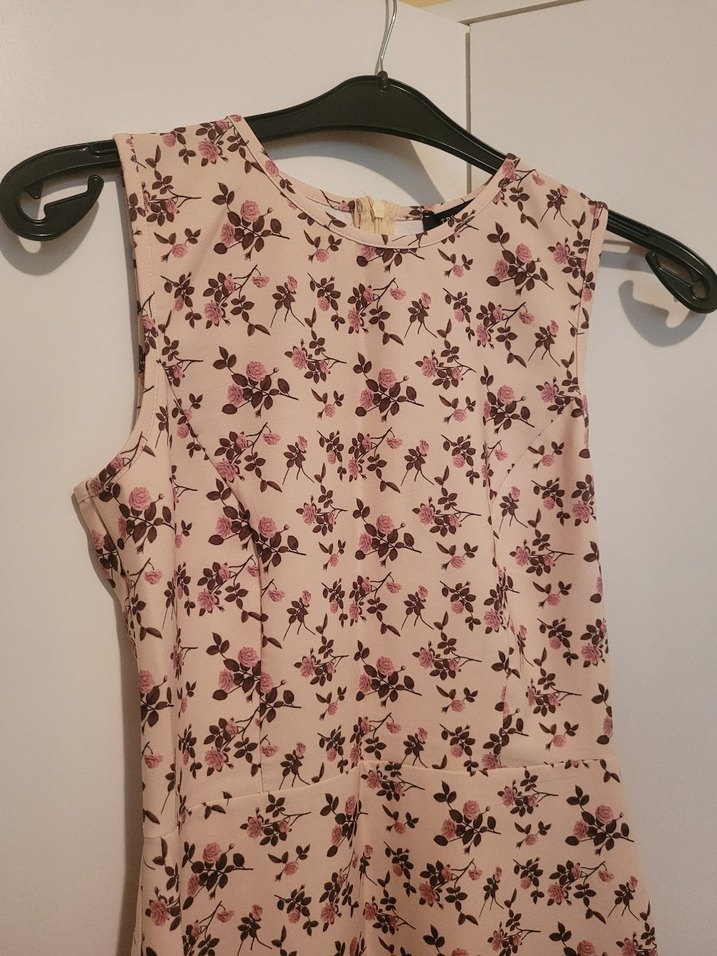 Pembe Çiçekli Kolsuz Elbise - Görsel 2