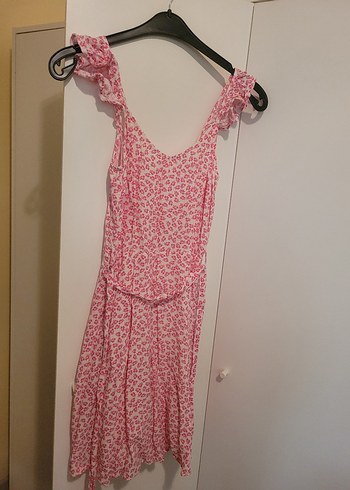 Pembe Mini Bohem V Yaka Elbise - Görsel 3