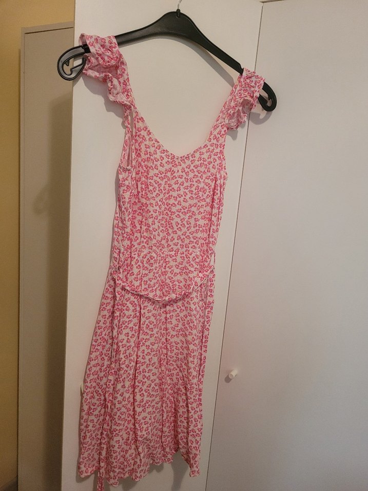 Pembe Mini Bohem V Yaka Elbise - Görsel 3